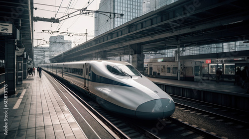 Shinkansen at Terminal in Tokyo Japan, high speed train known as bullet train which has been an efficient means of commuting longer distances in Japan