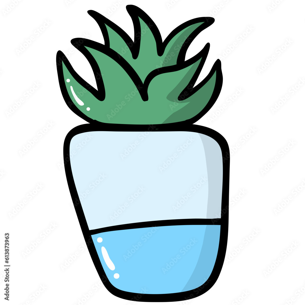 Single green little cactus in pot Single green little cactus in pot