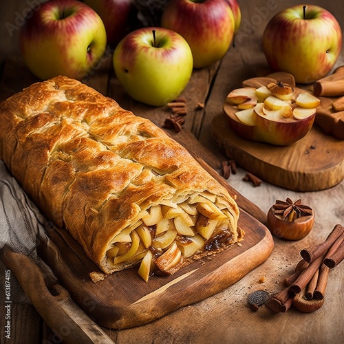 apple pie with cinnamon sticks