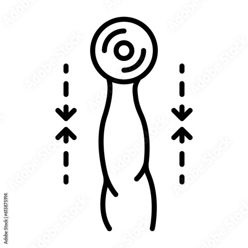 One-Arm Overhead Press vector outline icon design, Healthy lifestyle symbol, Calisthenics sign, Circuit training equipment stock illustration, Dumbbell Shoulder Press concept