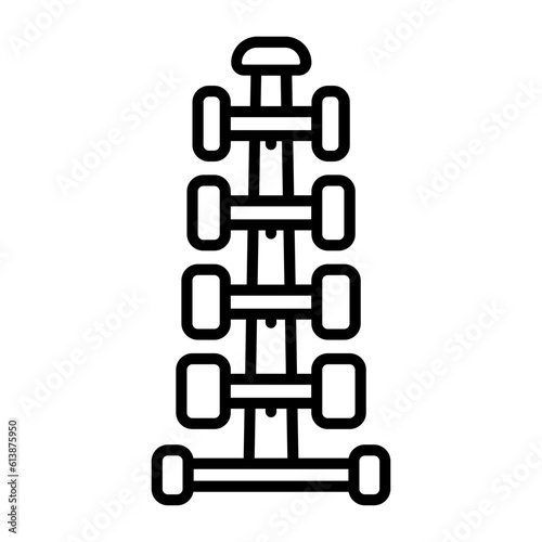 home gym equipment vector outline icon design, Healthy lifestyle symbol, Calisthenics sign, Circuit training equipment stock illustration, portable dumbbell holder concept