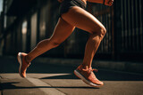 legs of a running girl, concept of sport and healthy lifestyle. generative ai