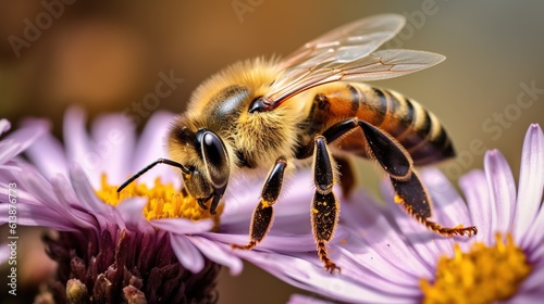  bees eat flower pollen. Generative AI © vie_art