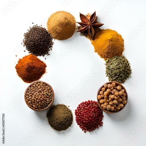Spices and seasonings on a neutral background generated by AI