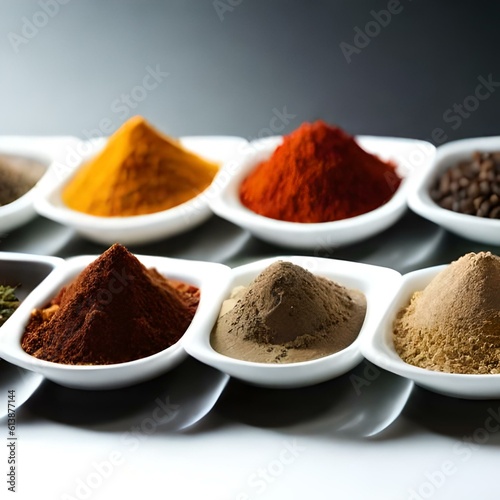 Spices and seasonings on a neutral background generated by AI