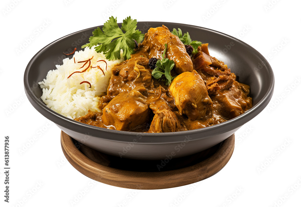 South african chicken curry on transparent background. Generative AI. South african chicken curry on transparent background. Generative AI.