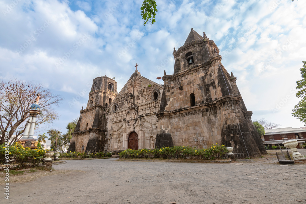 Iloilo, Philippines - April 2023: View of Miagao Church and the surrounding town proper. Also known as the Santo Tomás de Villanueva Parish Church