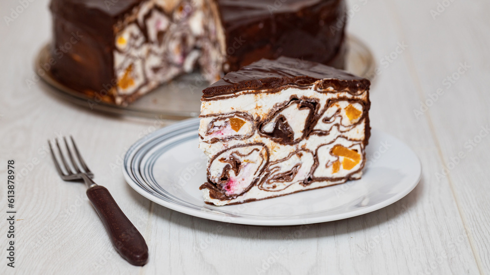 Chocolate Fruit Pancake Cake