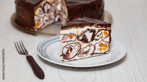 Obraz na płótnie Chocolate Fruit Pancake Cake w salonie
