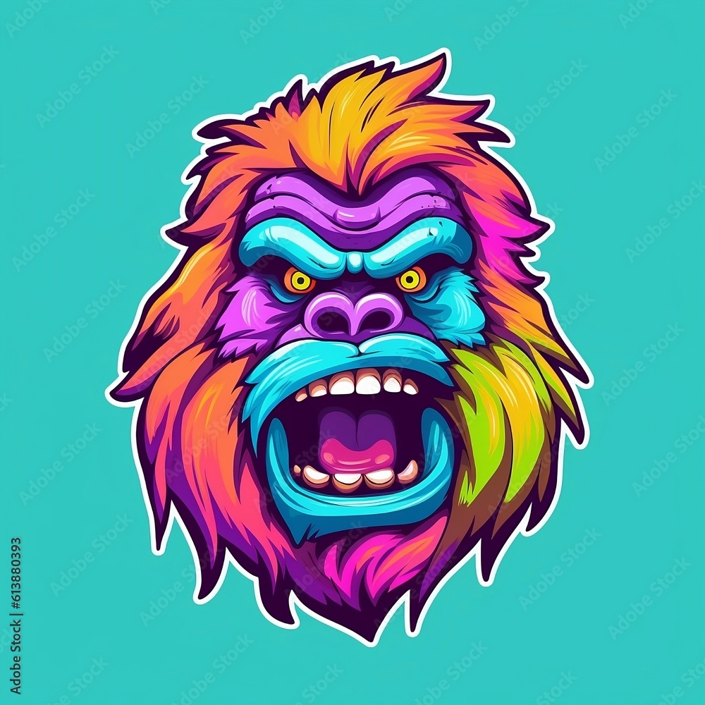 Gorilla cool and colourful logo. Created using generative AI