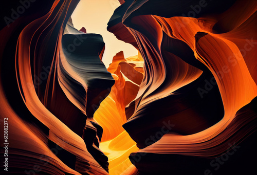 Rock passages of Antelope Canyon, in the USA. Generative AI