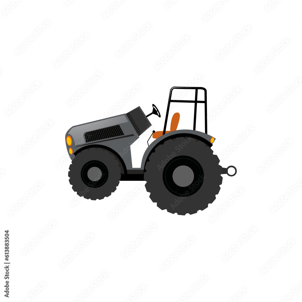 Transport Farm Tractors Cartoon Vector Illustration Design. 3D Illustration Vehicle Tractor For Farm. Industrial Vehicles Premium Vector Set With White Background.