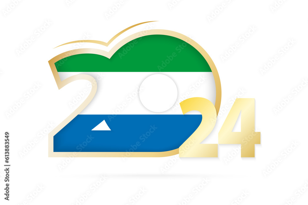 Year 2024 with Sierra Leone Flag pattern. Year 2024 with Sierra Leone Flag pattern.