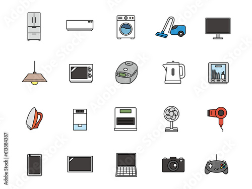 家電製品のアイコンセット
