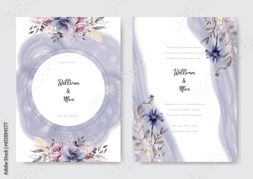 Invitation greeting card with floral background. Wedding invitation, save the date cards