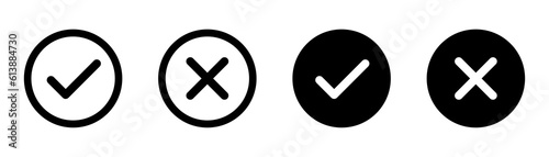 Slika na platnu Checkmark cross icon Checkmark icon set