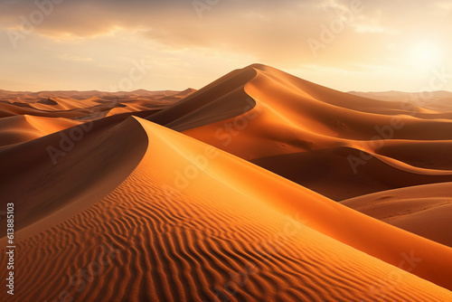 Golden dunes. Majestic Dunes in the Desert.Image ai generate
