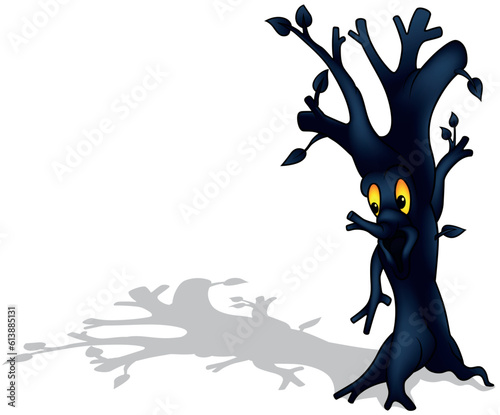 Scary Dark Tree with Yellow...