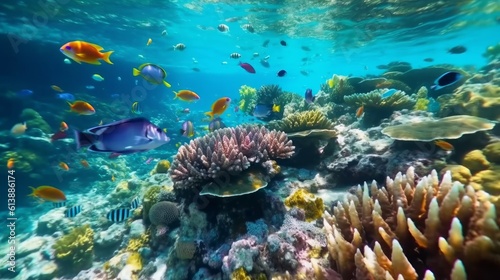 Underwater shot of the life in the sea with vibrant colors
