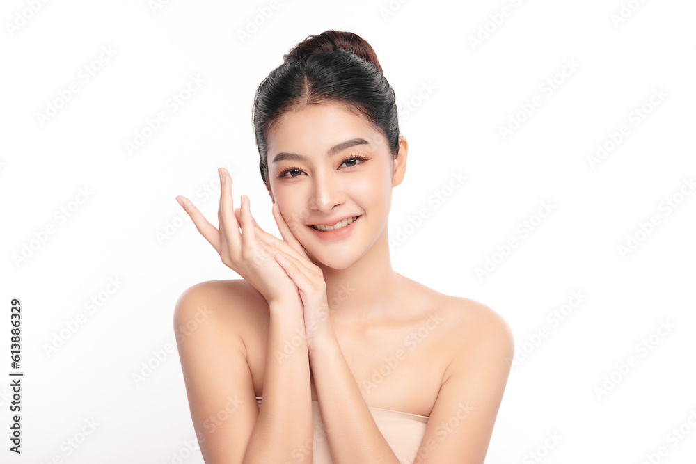 Beautiful young asian woman with clean fresh skin on white background, Face care, Facial treatment, Cosmetology, beauty and spa, Asian women portrait. Beautiful young asian woman with clean fresh skin on white background, Face care, Facial treatment, Cosmetology, beauty and spa, Asian women portrait.
