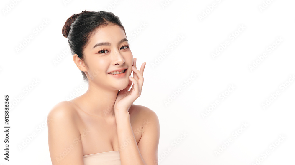 Beautiful young asian woman with clean fresh skin on white background, Face care, Facial treatment, Cosmetology, beauty and spa, Asian women portrait. Beautiful young asian woman with clean fresh skin on white background, Face care, Facial treatment, Cosmetology, beauty and spa, Asian women portrait.