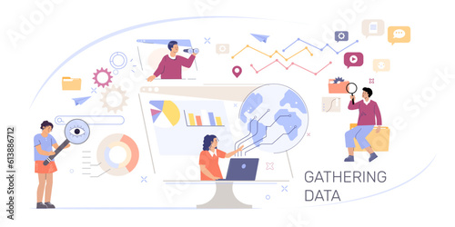 Gathering Data Flat Illustration