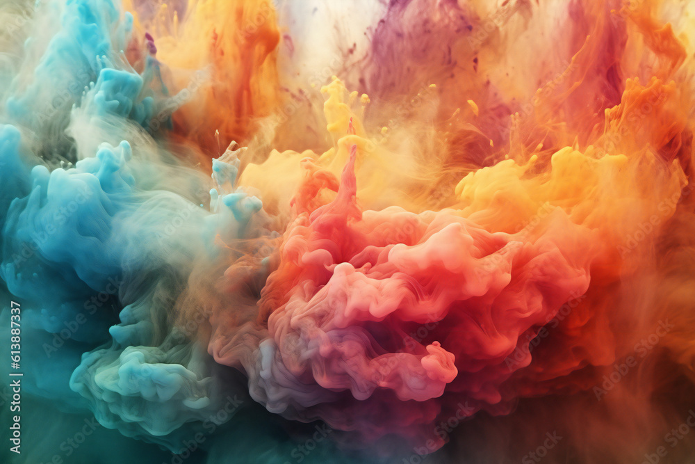 Colorful Smoke and Flower Abstract in Motion Displays Creative Beauty.