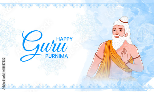 Illustration for Guru Purnima festival of Nepalese and Indian, dedicated to spiritual and academic teachers.