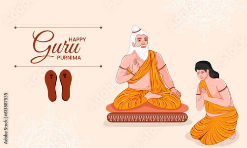 Vector illustration for Guru Purnima celebration traditional mandala background. photo