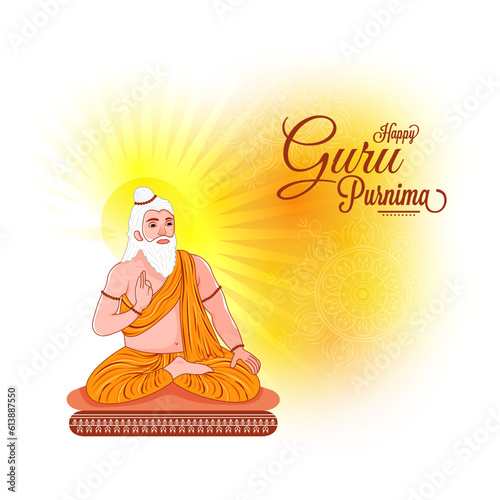 Happy guru Purnima Indian and nepalese festival for spiritual and academy teachers.