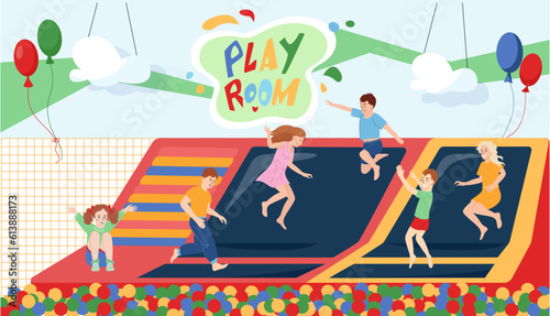 Kids Jumping On Trampoline