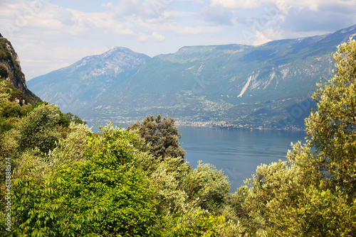 A wonderful view of the beautiful Lake Garda in Lombardy, Italy, Europe.