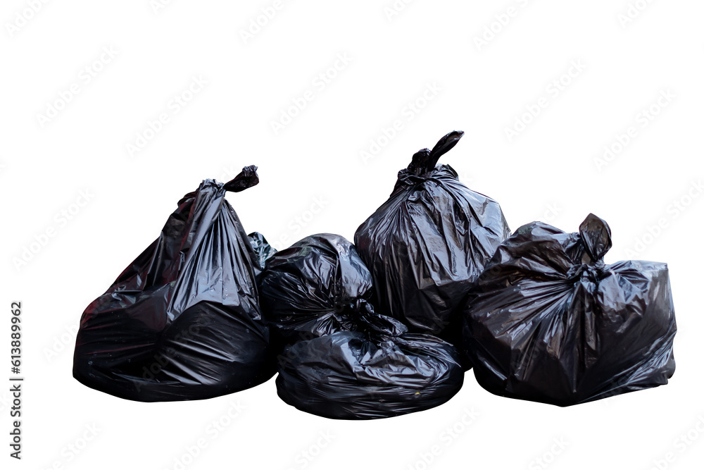 Group of black plastic garbage bag isolated on transparent background, PNG File Group of black plastic garbage bag isolated on transparent background, PNG File