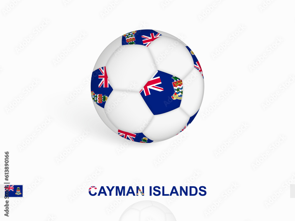 Soccer ball with the Cayman Islands flag, football sport equipment.