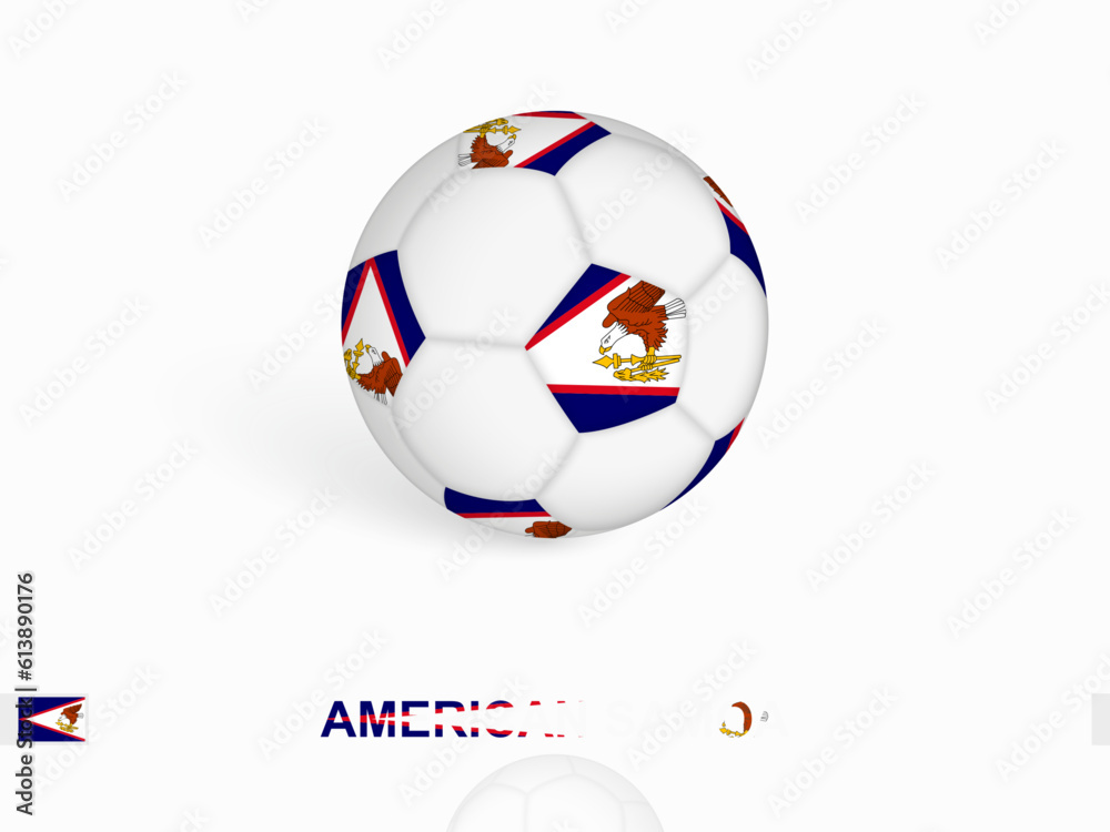 Soccer ball with the American Samoa flag, football sport equipment.