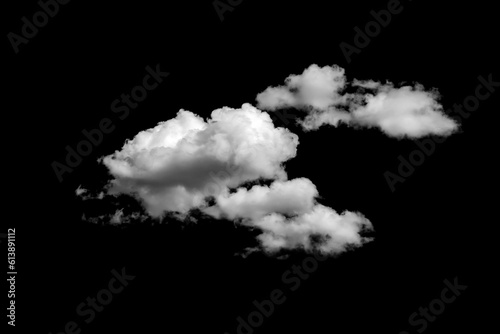 fluffy white clouds isolated from black background