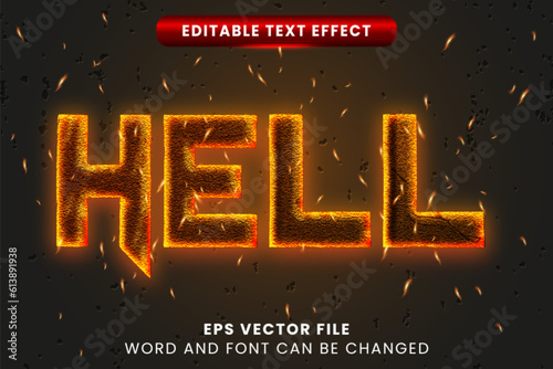 Fire flame hell editable vector text effect