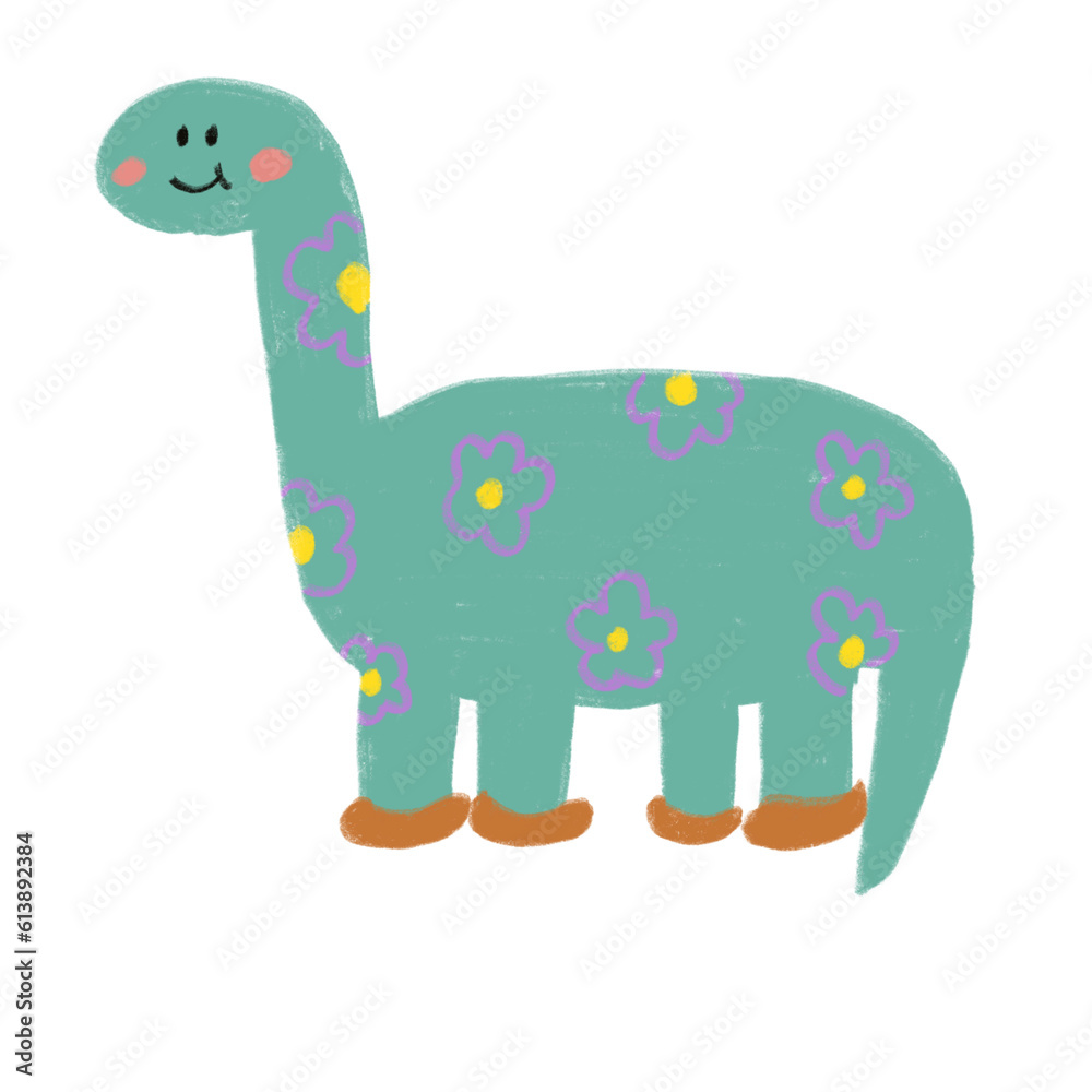 Naklejka premium Dinosaur cartoon cute pastel 