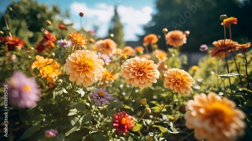 Closeup of Vibrant Flowers in a Sunlit Garden