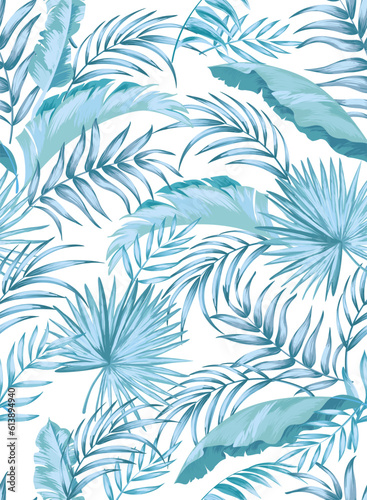 Tropical vector palm leaves pattern. Botanical illustration.	