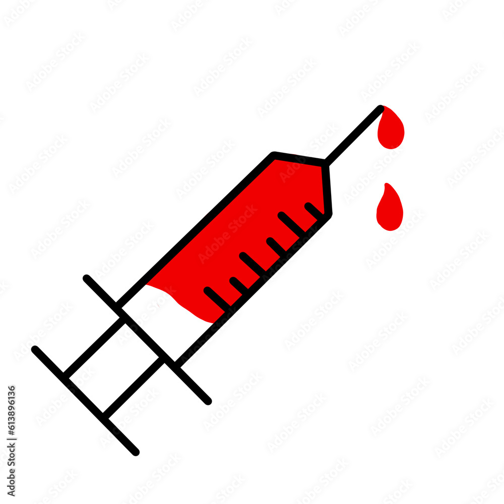 Syringe with blood inside