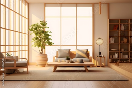 minimal modern living room japanese style  generative ai
