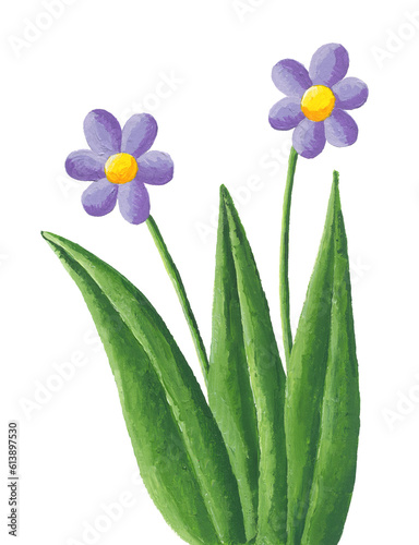 Acrylic illustration of the Two purple flowers