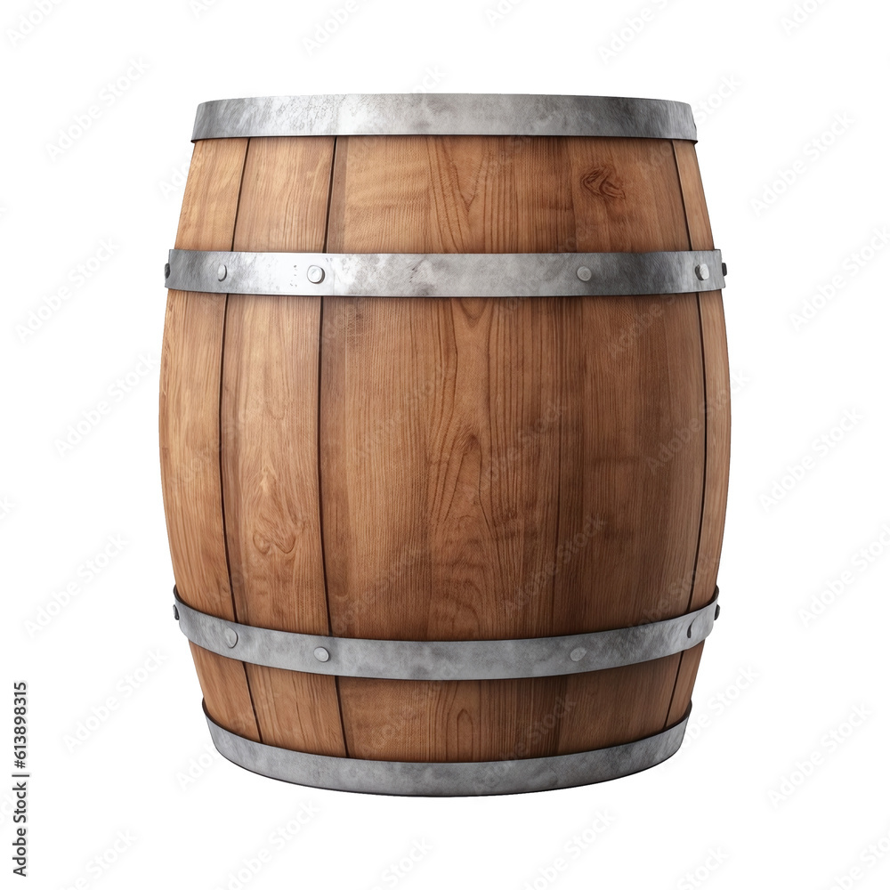 Fototapeta premium Wooden barrel isolated on a white background