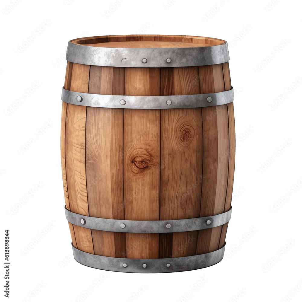 Fototapeta premium Wooden barrel isolated on a white background