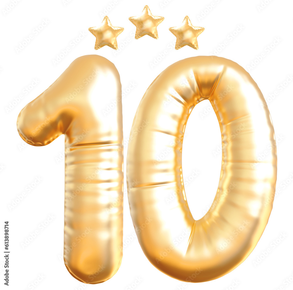 10 year anniversary number Golden