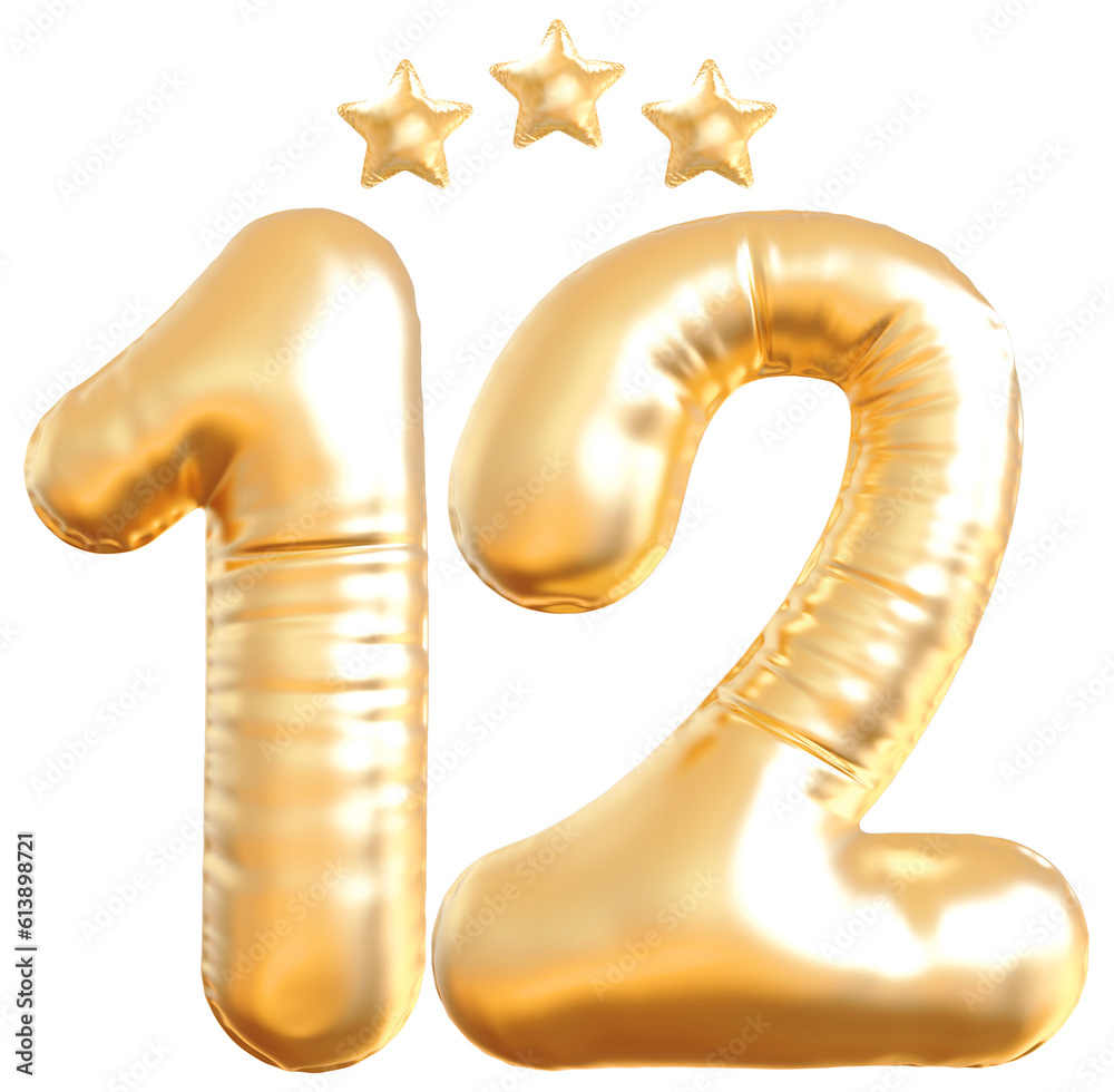 12 year anniversary number Golden