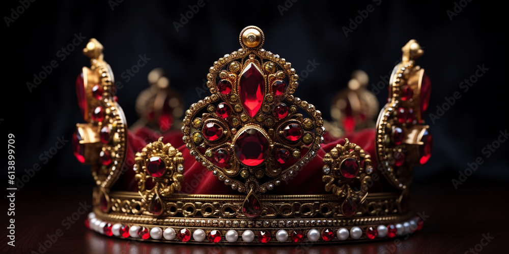 Royal crowns for kings and princes encrusted with diamonds, generative AI