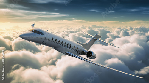 Illustration of a luxury private jet. Generative AI. 