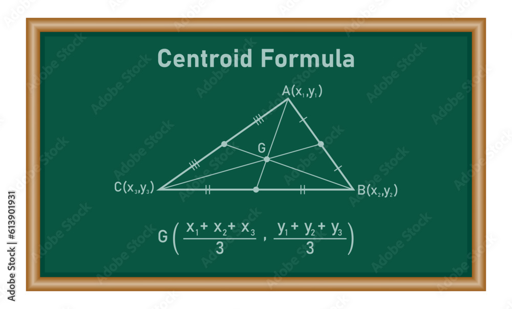 Centroid formula of a triangle. The intersection of the three medians ...